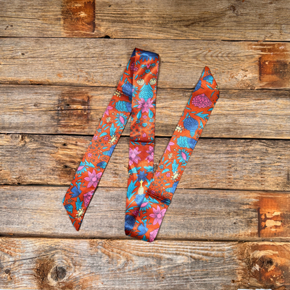 Blue and Rust Western Skinny Mini Wild Rag Scarf / Cowgirl Necktie #TW333