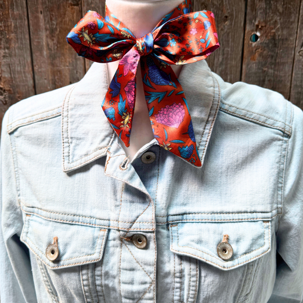 Blue and Rust Western Skinny Mini Wild Rag Scarf / Cowgirl Necktie #TW333