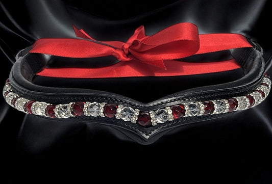 Crimson Bling Browband - Quick Snap Loops (17")