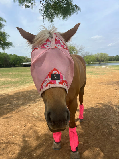 Daisy 8 Horse Fly Mask -Pink Mesh