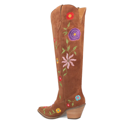 Dingo Flower Power - Women's Suede Leather Cowgirl Boots