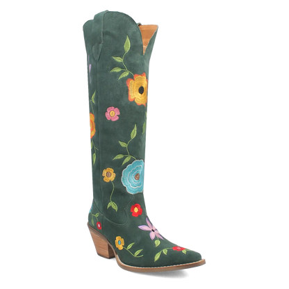 Dingo Flower Power - Women's Suede Leather Cowgirl Boots