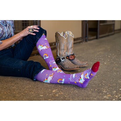 Lucky Unicorns Purple Performance Boot Socks