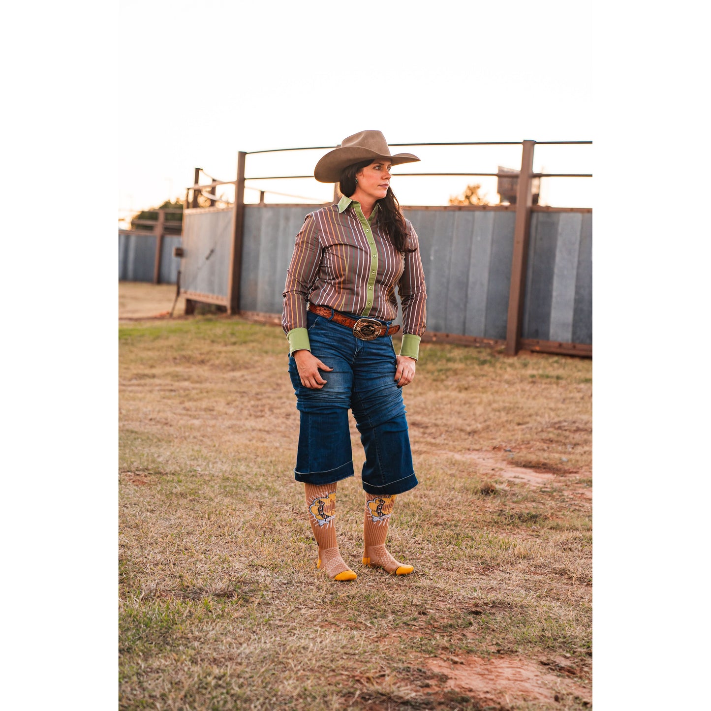 Lucky Bucking Cowgirl Tan Performance Boot Socks