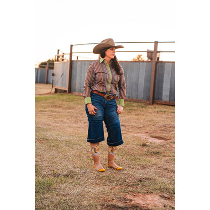 Lucky Bucking Cowgirl Tan Performance Boot Socks