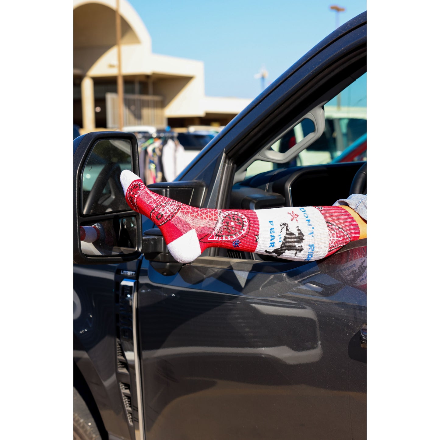 Don't Ride in Fear Red Paisley Western Cowgirl Performance Socks