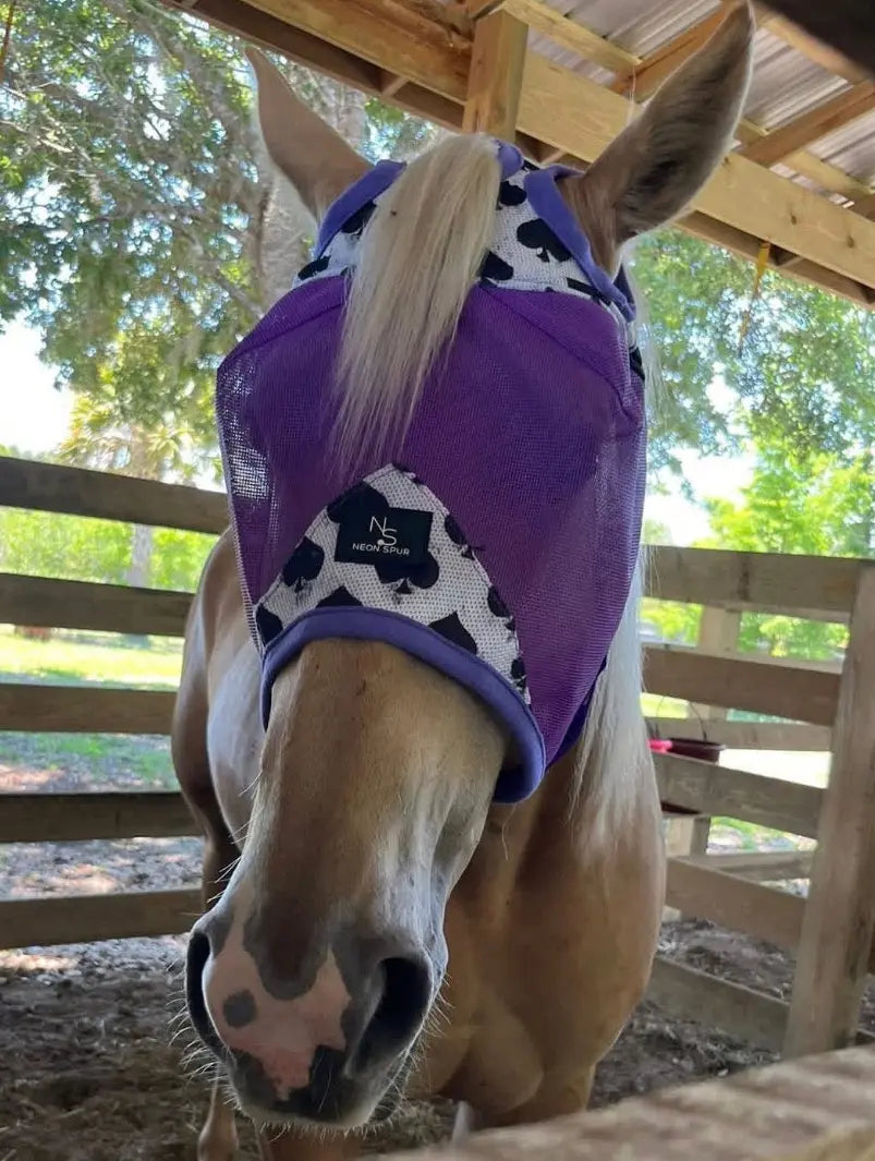 Smokin Spades Fly Mask -Purple Mesh