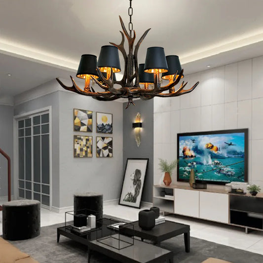 DecorBites™ Antler Chandelier: Retro Resin Pendant Lamp for Living Room, Modern Rustic Lighting