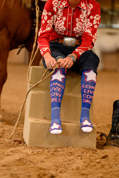 Long Live Cowgirls Red/Blue Performance Boot Socks