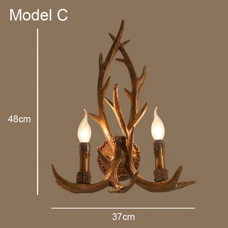 DecorBites™ Deer Antler Chandelier: American Retro Resin Horn Lamps for Rustic Home Decor