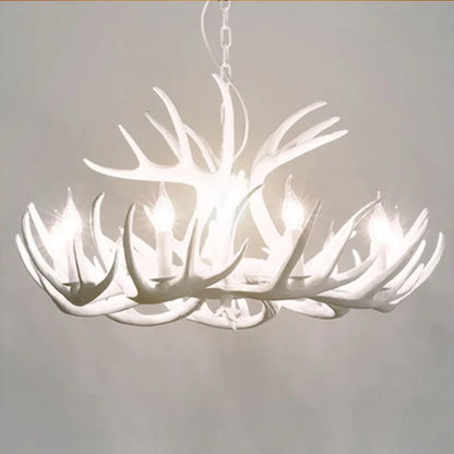 DecorBites™ Deer Antler Chandelier: American Retro Resin Horn Lamps for Rustic Home Decor