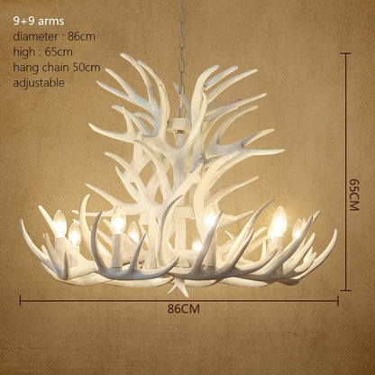 DecorBites™ Deer Antler Chandelier: American Retro Resin Horn Lamps for Rustic Home Decor