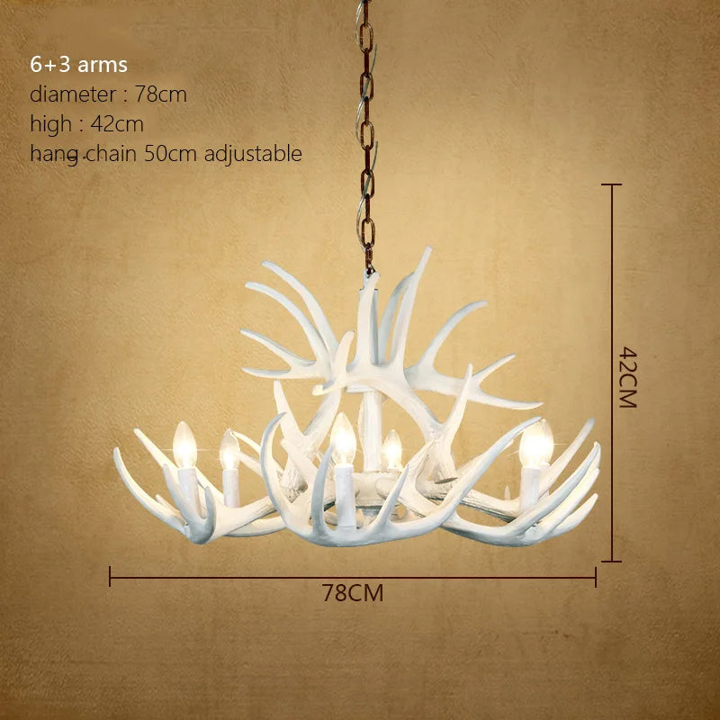 DecorBites™ Deer Antler Chandelier: American Retro Resin Horn Lamps for Rustic Home Decor