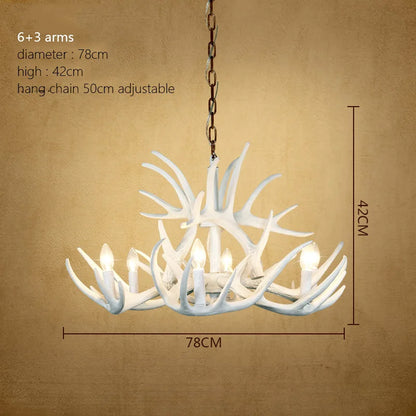 DecorBites™ Deer Antler Chandelier: American Retro Resin Horn Lamps for Rustic Home Decor