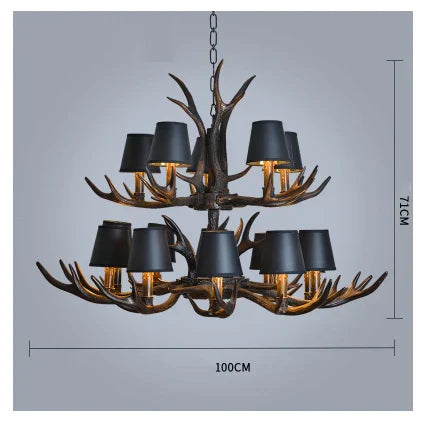 DecorBites™ Antler Chandelier: Retro Resin Pendant Lamp for Living Room, Modern Rustic Lighting