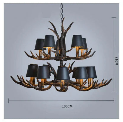 DecorBites™ Antler Chandelier: Retro Resin Pendant Lamp for Living Room, Modern Rustic Lighting