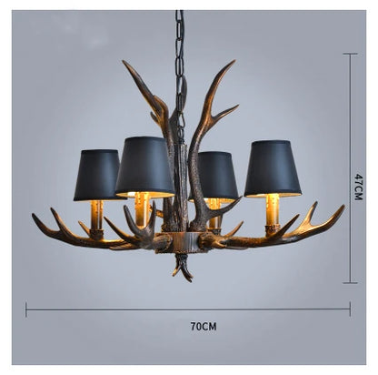 DecorBites™ Antler Chandelier: Retro Resin Pendant Lamp for Living Room, Modern Rustic Lighting