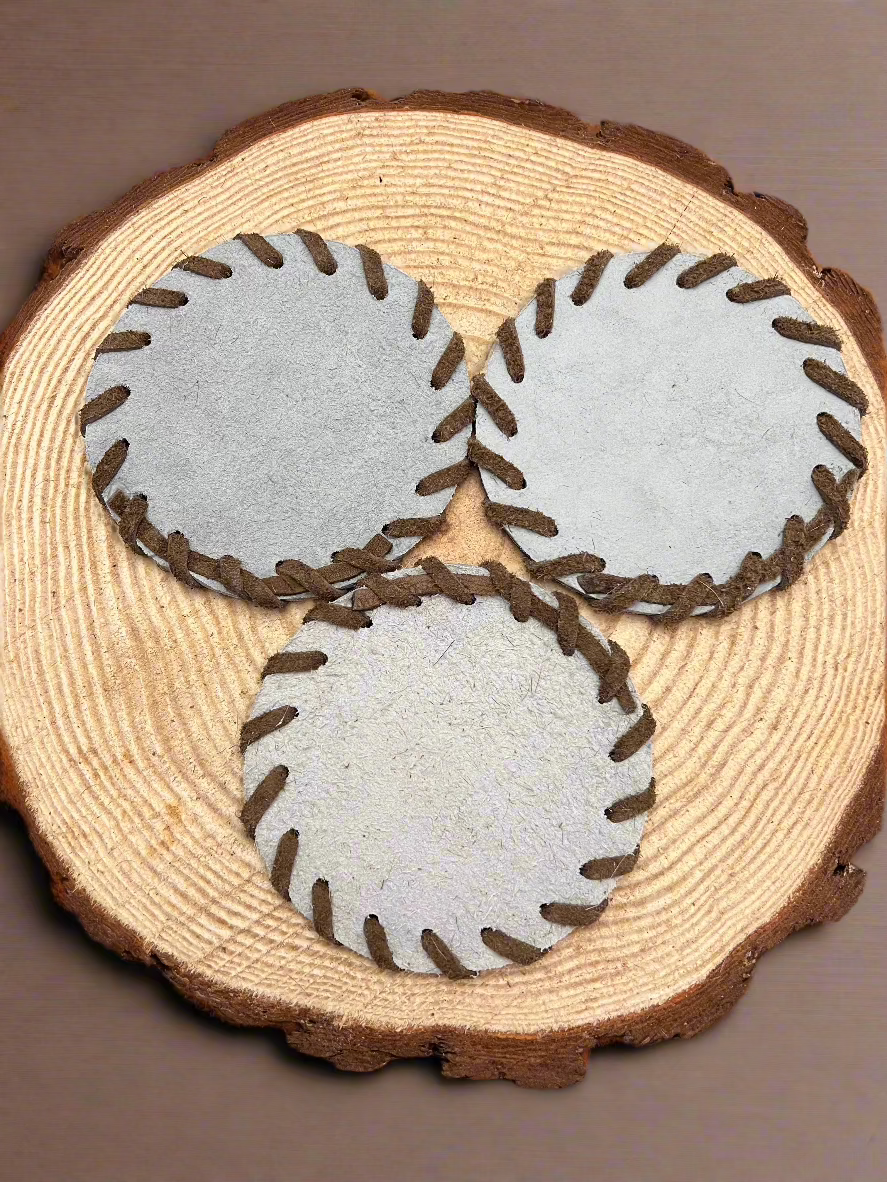 Horse Shoe Cowhide Coasters with Laced Border