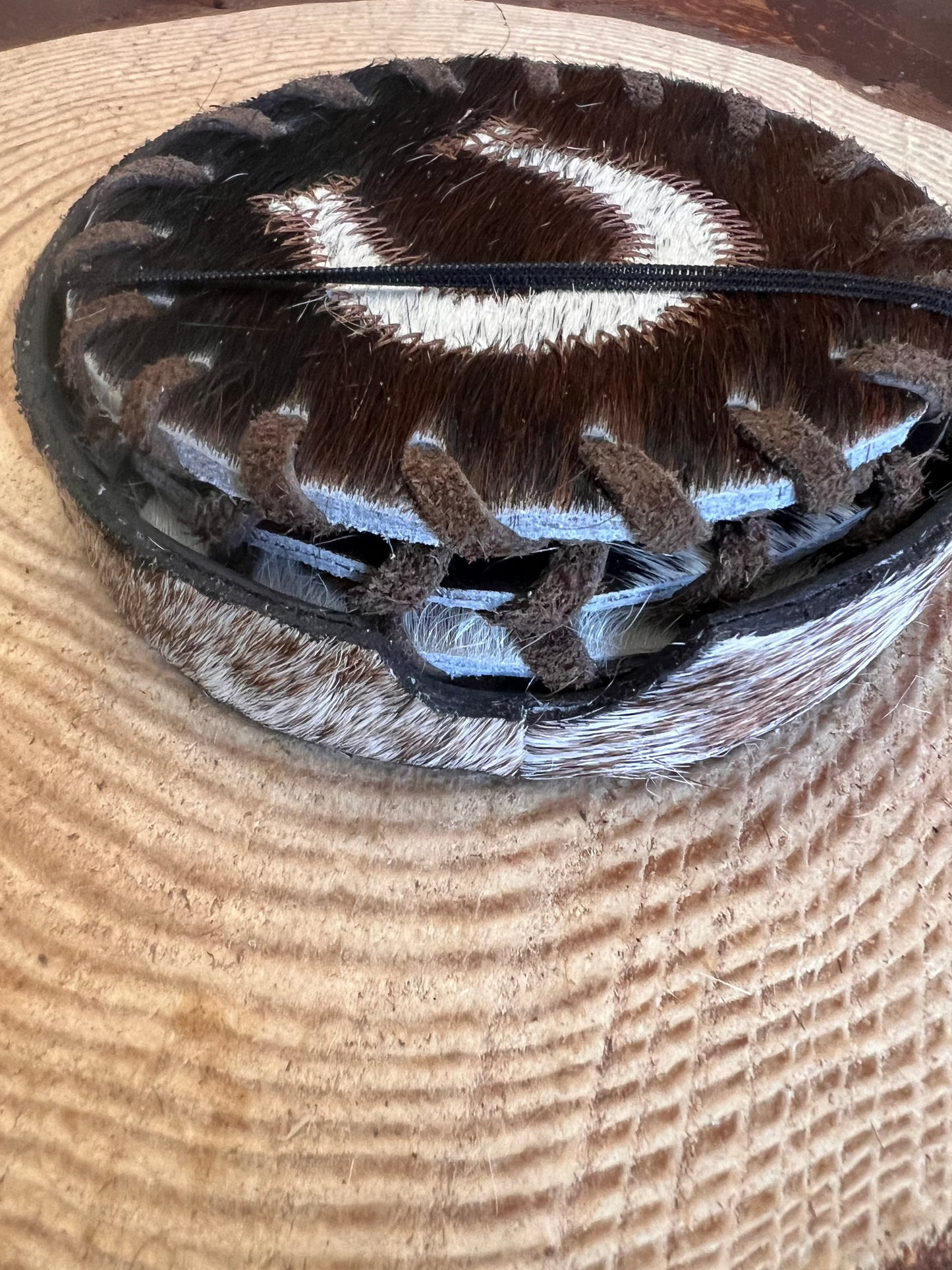 Horse Shoe Cowhide Coasters with Laced Border