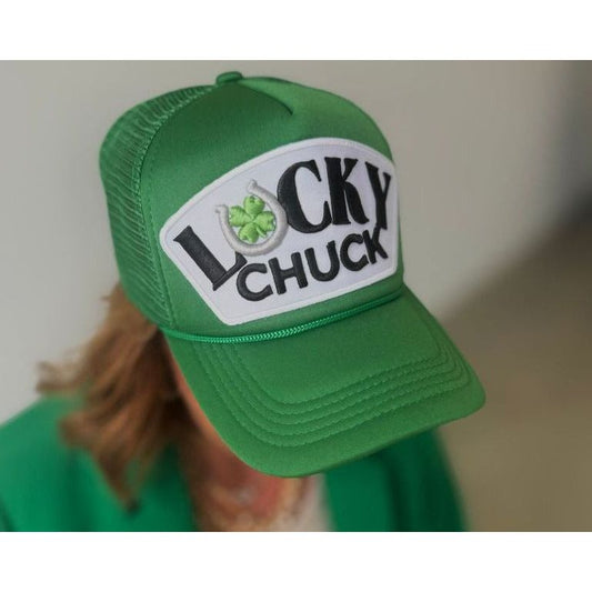 Lucky Chuck Kelly Green Full Front Logo Patch Trucker Hat