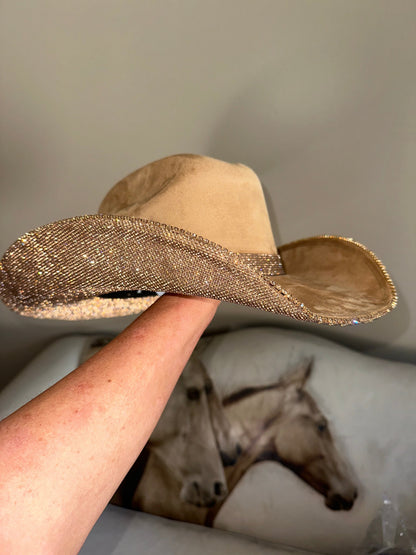 Camel Suede & Lt Topaz Rhinestones