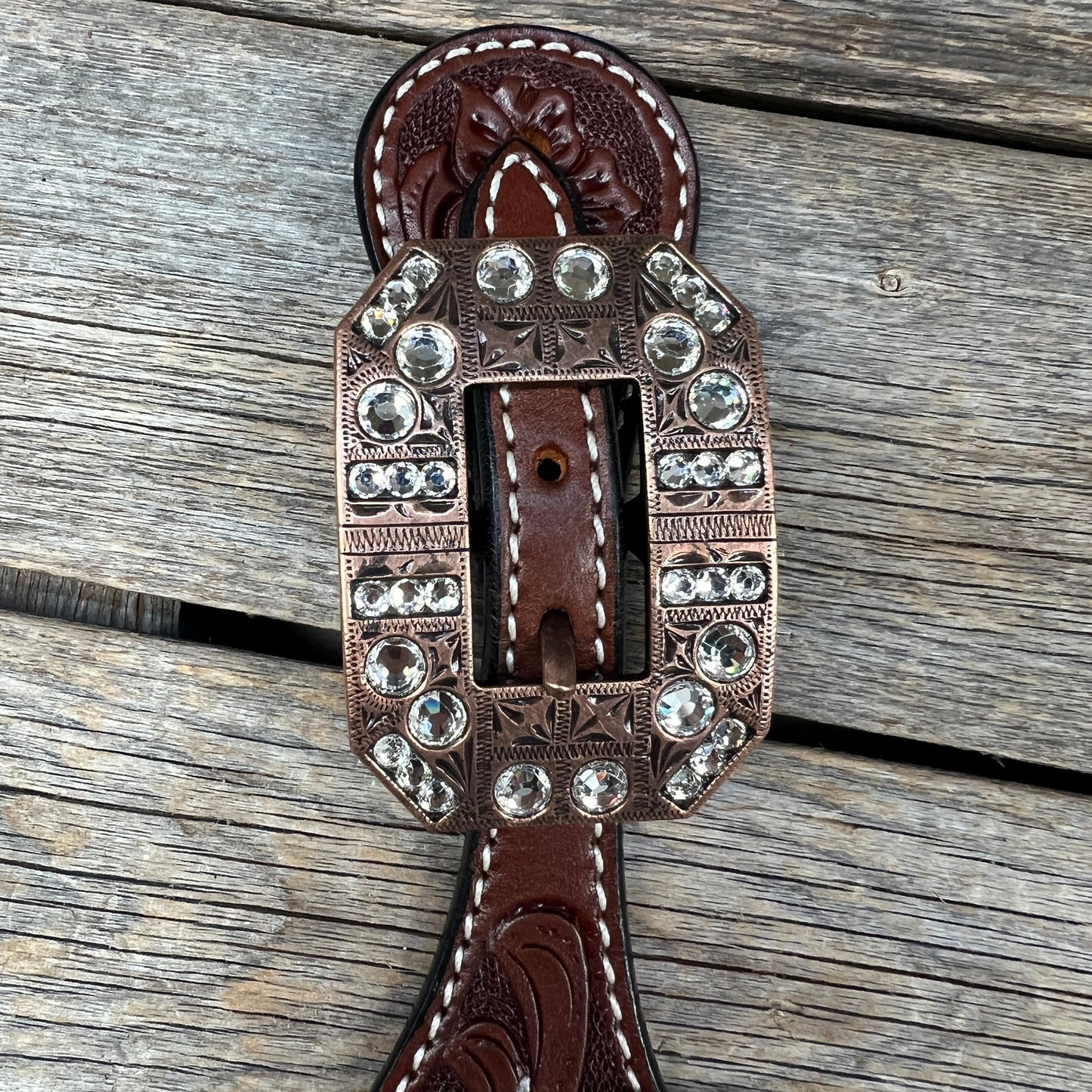 Floral Spur Straps - Copper Conchos #SS105