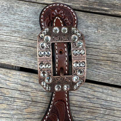 Floral Spur Straps - Copper Conchos #SS105