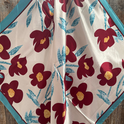 35X35" Burgundy and Cream Wild Rag / Scarf WR3428