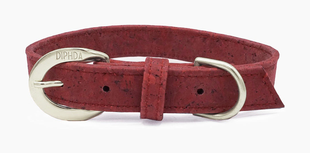 Ruby Red Cork Leather Collar