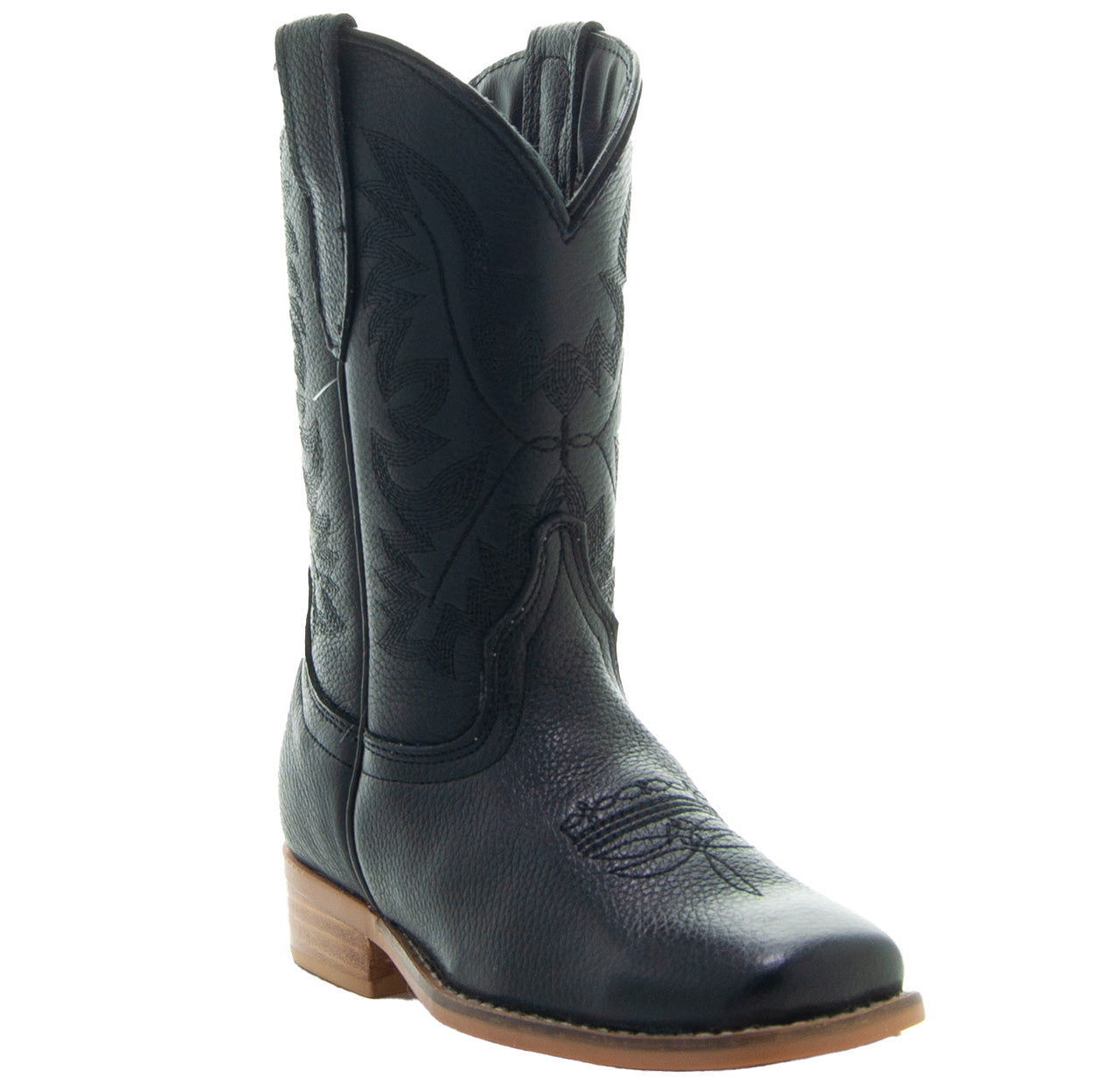 Black Square Toe Kids Western Boots | Kids Western Dance Boots (K3004)