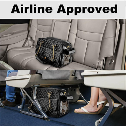 Luxury Quilted Dog Carrier Bag Airline Approved Pet Travel Handbag