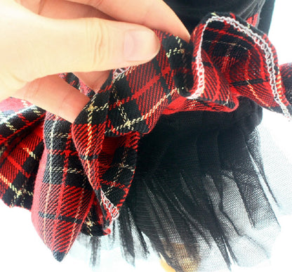 Handmade Pet shirt Uniform plaid skirt