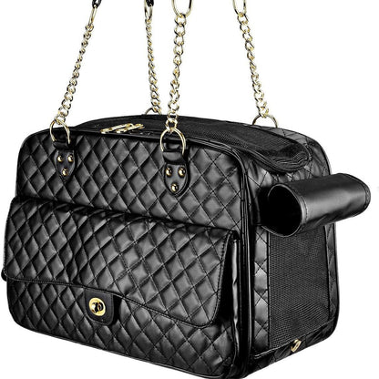Luxury Quilted Dog Carrier Bag Airline Approved Pet Travel Handbag