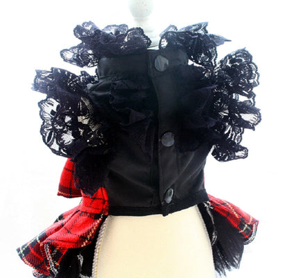 Handmade Pet shirt Uniform plaid skirt