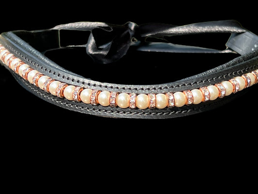 Pearl & Rose Gold Bling Browband (17")