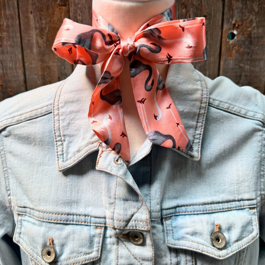 Pink and Grey Western Skinny Mini Wild Rag Scarf / Cowgirl Necktie #TW324