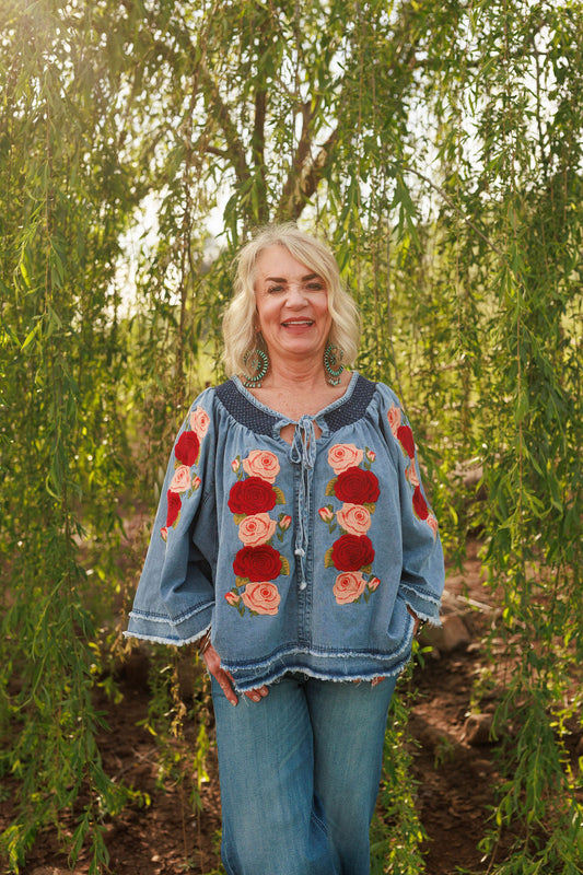 Denim and Rose Top