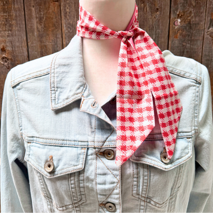 Red and White Western Skinny Mini Wild Rag Scarf / Cowgirl Necktie #TW124