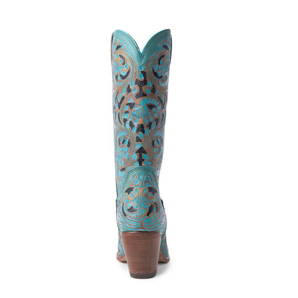 Myra Kasiopeah Cowgirl Leather Boots - Turquoise Western Boots for Women with Pointed Toe Heel