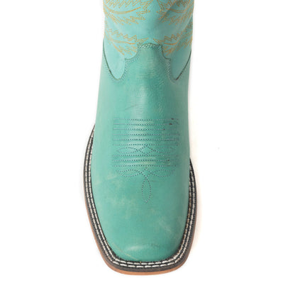 Bluebonnet Embroidered Western Leather Boots in Teal