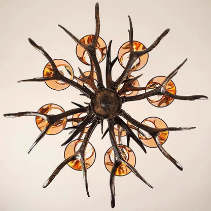 DecorBites™ Antler Chandelier: Retro Resin Pendant Lamp for Living Room, Modern Rustic Lighting