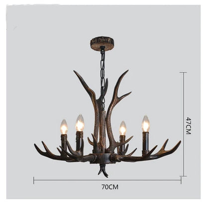 DecorBites™ Antler Chandelier: Retro Resin Pendant Lamp for Living Room, Modern Rustic Lighting