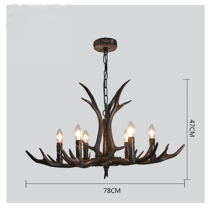 DecorBites™ Antler Chandelier: Retro Resin Pendant Lamp for Living Room, Modern Rustic Lighting