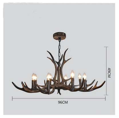 DecorBites™ Antler Chandelier: Retro Resin Pendant Lamp for Living Room, Modern Rustic Lighting