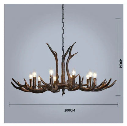 DecorBites™ Antler Chandelier: Retro Resin Pendant Lamp for Living Room, Modern Rustic Lighting