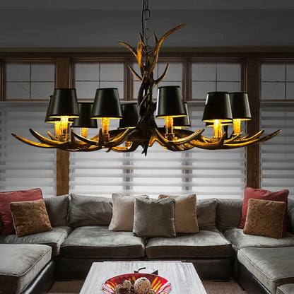 DecorBites™ Antler Chandelier: Retro Resin Pendant Lamp for Living Room, Modern Rustic Lighting