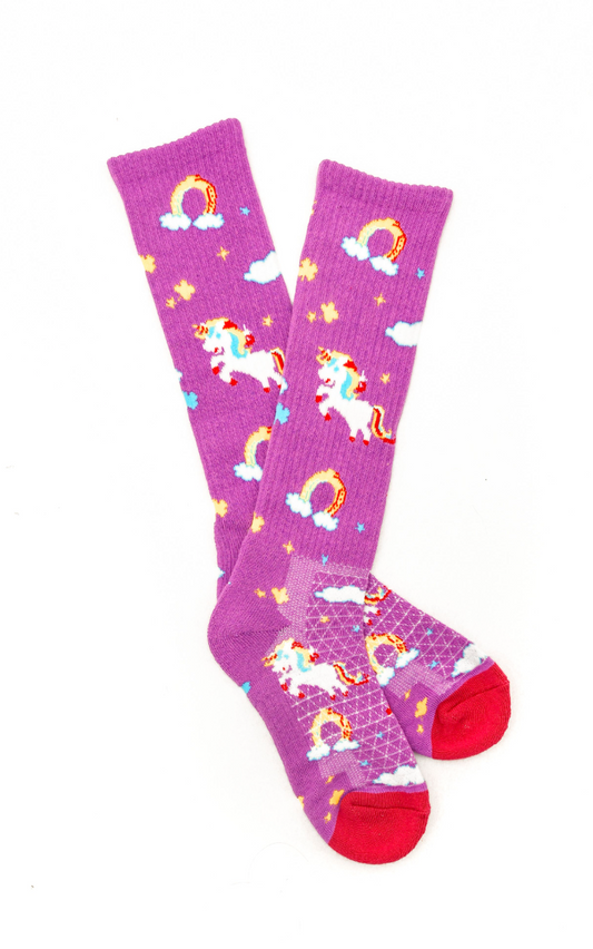 Lucky Unicorns Purple Performance Boot Socks