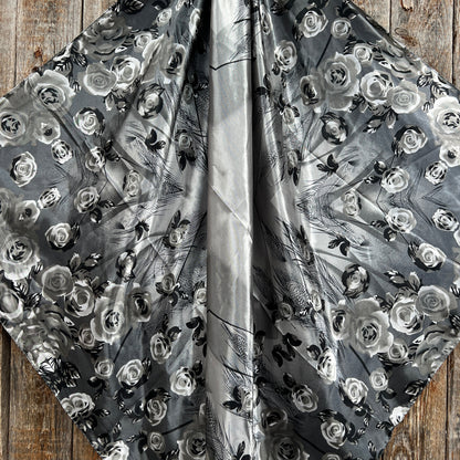 35X35" Grey Roses Wild Rag / Scarf WR1008