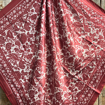 35X35" Red & Cream Paisley Wild Rag / Scarf -Copper Clear Slide WRC143B