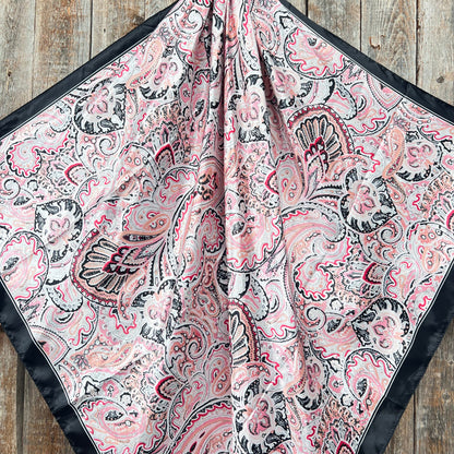 35X35"  Pink & Black Paisley Wild Rag / Scarf WR3415